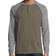 Hanes Beefy-T Long-Sleeve Colorblock Henley T-shirt - Camouflage Green/Oxford Green
