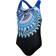 Speedo Girl's Digital Placement Splashback Swimsuit - Black/Blue Flame/White/Mercurial Blue