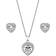 Jon Richard Heart Necklace and Earrings Jewellery Set - Silver/Transparent