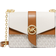 Michael Kors Greenwich Small Color Block Logo and Saffiano Leather Crossbody Bag - Vanilla/Acorn