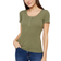 Pieces Kitte Ribbed Short Sleeved Top - Olive