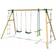 Rebo Wooden Garden Swing Set with 2 Standard Swings Glider Climbing Rope & Ladder