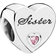 Pandora Sister Heart Charm - Silver/Pink