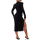 PrettyLittleThing Crepe High Neck Split Sleeve Midi Dress - Black
