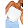 PrettyLittleThing Shape Ruched Corset Crop Top - White