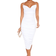 PrettyLittleThing Crinkle Texture Ruched Cowl Neck Midi Dress - White