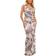 PrettyLittleThing Abstract Print Satin Cowl Neck Maxi Dress - Brown