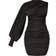 PrettyLittleThing One Sleeve Ruched Woven Bodycon Dress - Black