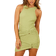 PrettyLittleThing Crinkle Racer Neck Ring Detail Bodycon Dress - Green
