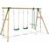 Rebo Wooden Garden Swing Set with 2 Standard Swings Glider Climbing Rope & Ladder