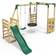 Rebo Wooden Swing Set with Monkey Bar Deck & 6ft Slide