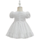 Shein Baby Eyelet Embroidery Puff Sleeve Ruffle Hem Dress - White