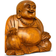 Happy Buddha Statue Hand Carved Smiling Brown Figurine 8cm
