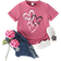 Shein Kids CHARMNG Girls' Heart Shaped Letter Printed Short Sleeve T-Shirt