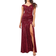 Goddiva Bardot Sequin Pleated Maxi Dress - Wine