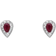 C W Sellors Pear Stud Earrigs - Gold/Ruby/Diamond