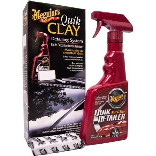 Meguiar's G1116EU Quik Clay Bar Starter Kit with 80g of clay and 473ml  Detailer to safely remove surface bonded contaminants such as tar, tree  sap