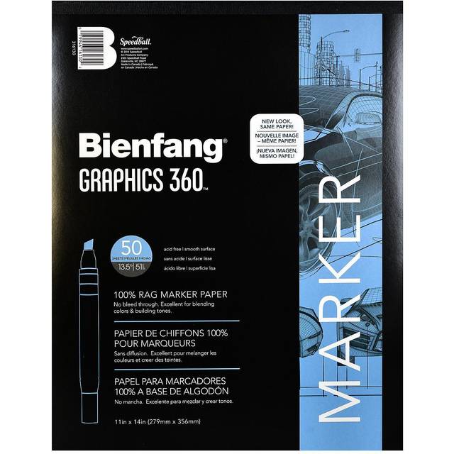 Bienfang Graphics 360 Marker Paper Pad, Non-Bleeding, Semi-Transparent,  Artist Drawing Sketchbook, for Layouts 11x14 Inch, 50 Sheets