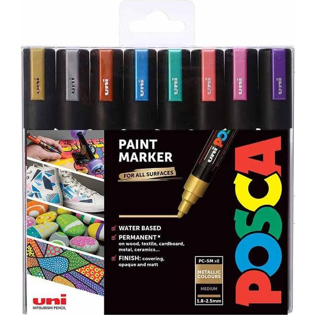 Uni Posca Paint Marker Pen Set Metallic Medium Tip Set of 8 • Price »