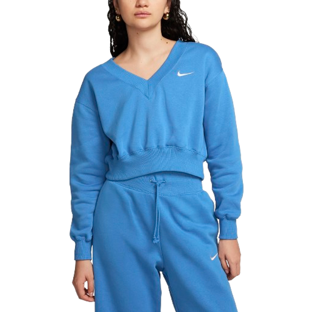 Nike Sportswear Phoenix Fleece Women's Cropped V-Neck Top - Star Blue ...