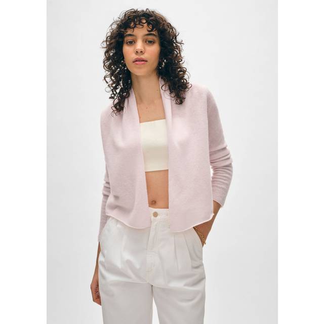 White + Warren Cashmere Cropped Trapeze Cardigan Sweater in Pink Sand ...