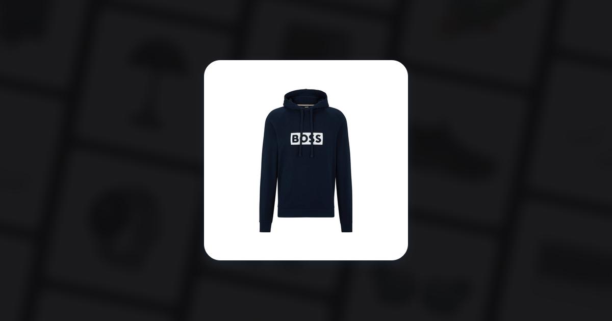 HUGO BOSS Logo Print Regular Fit Hooded Sweatshirt Dark Blue • Price